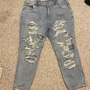 brand is american eagle mom jeans, size is 22 regular.